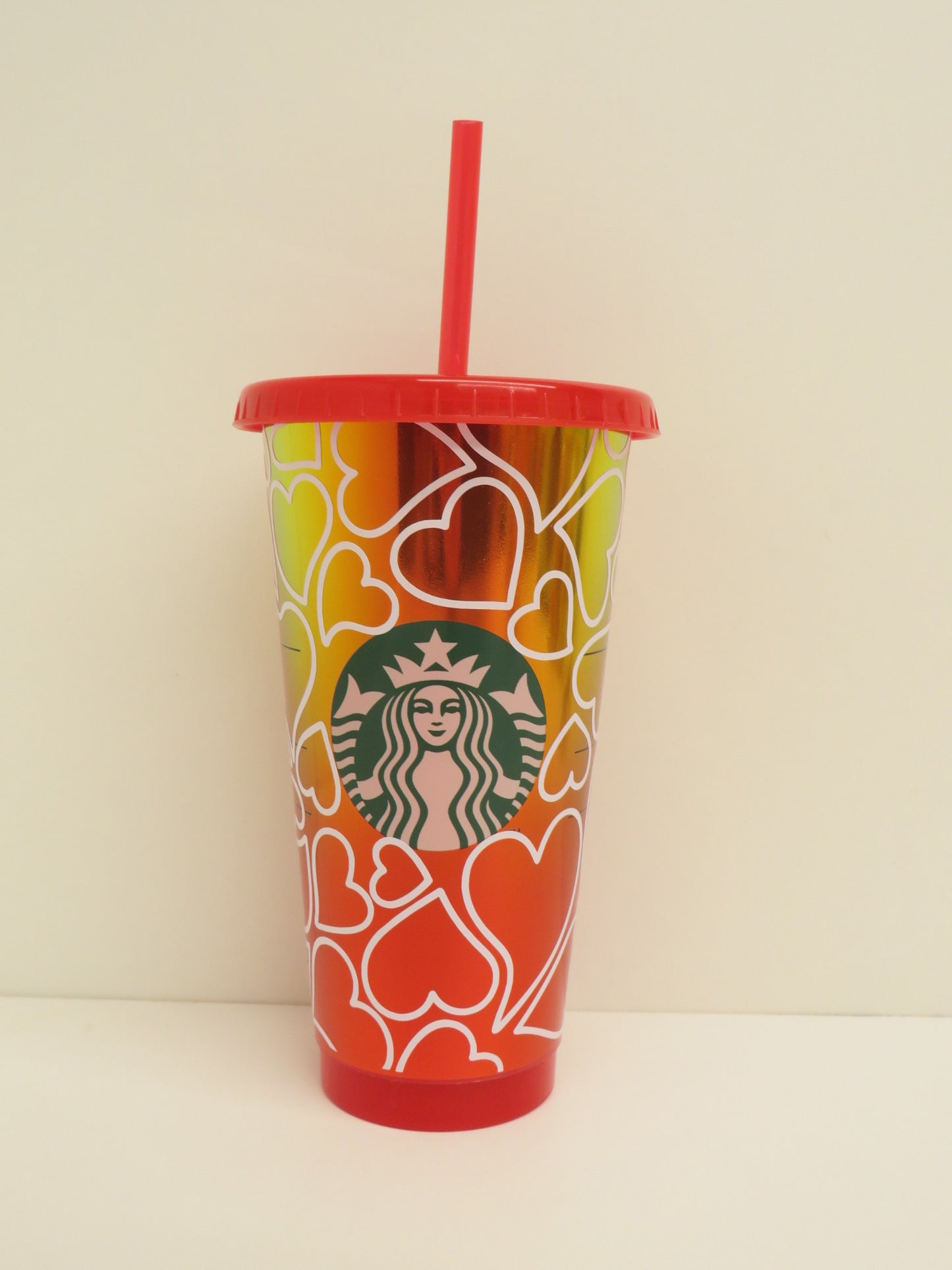 24oz StarBucks Cold Cup "love Hearts"